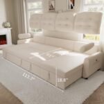 Sofa Couch, 112" Sleeper Sofa Bed with Dual Reversible Storage Chaise Pull Out Couch for Living Room