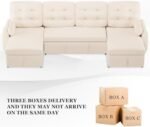 Sofa Couch, 112" Sleeper Sofa Bed with Dual Reversible Storage Chaise Pull Out Couch for Living Room