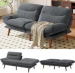 Futon Sofa Bed,Vintage Couch with Adjustable Backrest & Armrests, Convertible Futon Sofa Couch for Efficient Home
